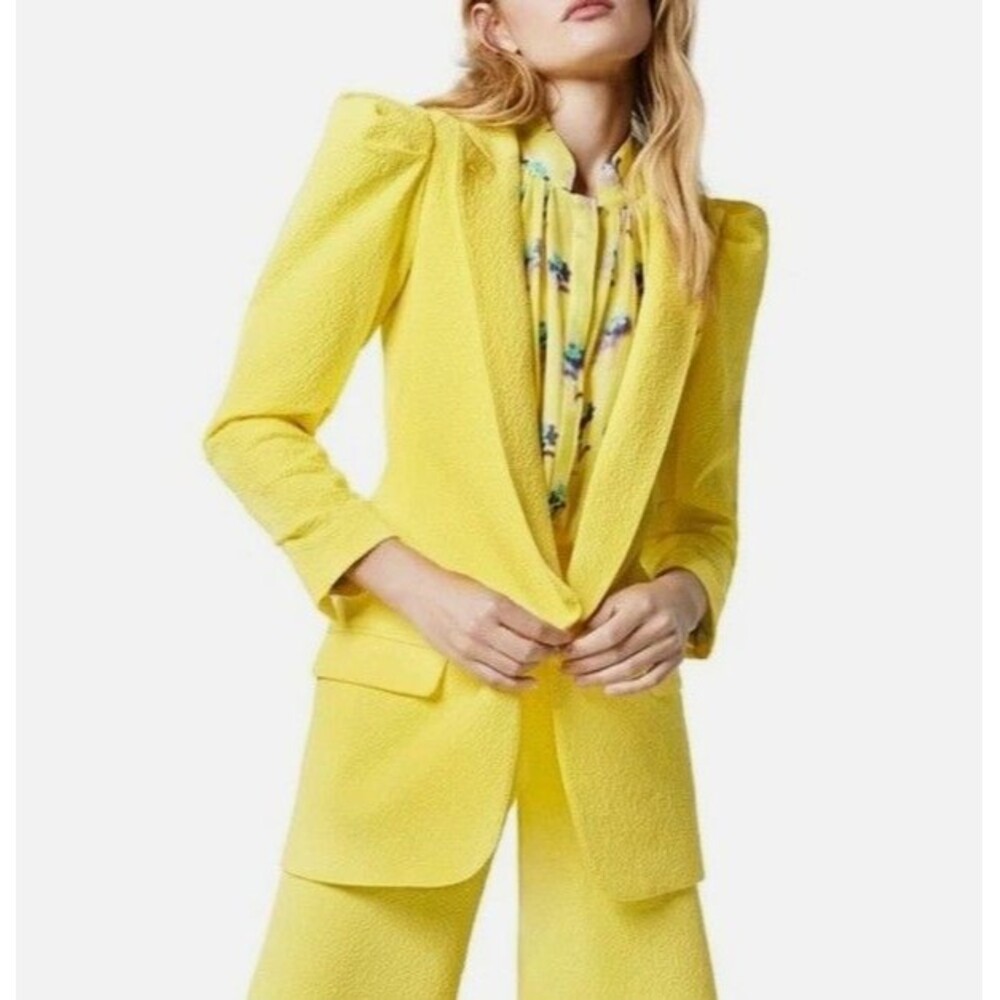 Smythe Scrunch Sleeve Longline Blazer Lemon Yellow Size 2 Revolve NWOT
